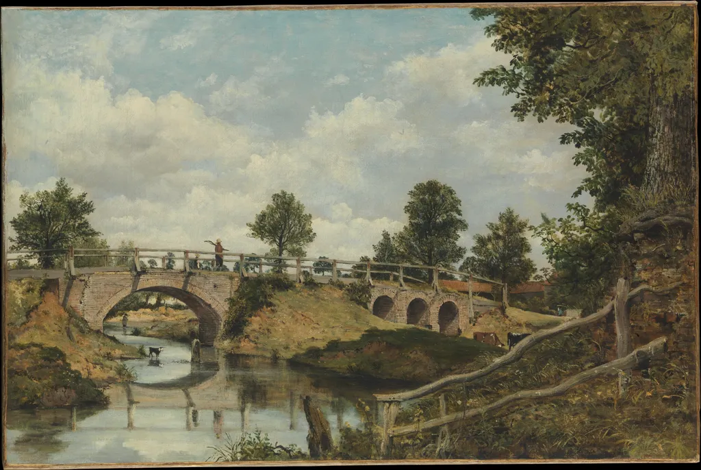 An Old Bridge at Hendon, Middlesex, by Frederick W. Watts, oil, 1828