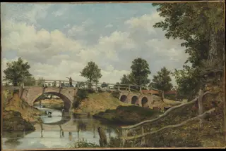 An Old Bridge at Hendon, Middlesex, by Frederick W. Watts, oil, 1828