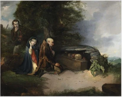 Figures by a Coffin - a Scene from 'The Collegians', detail