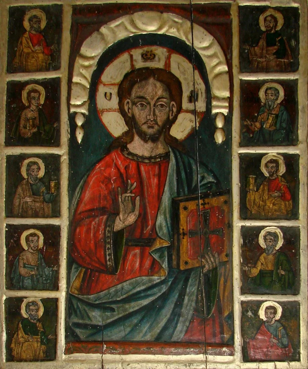 Iisus Hristor Învățător, flancat de apostoli, detail