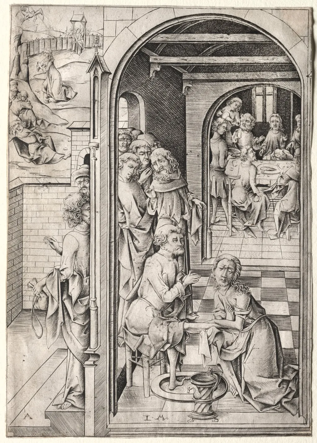 The Passion:  Christ Washing the Feet of His Disciples, by Israhel van Meckenem, 1480