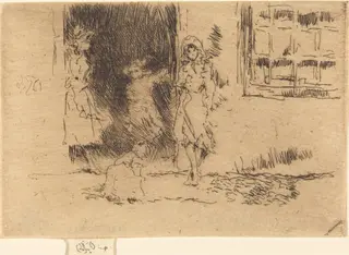 Cottage Door, by James McNeill Whistler, ink, 1885