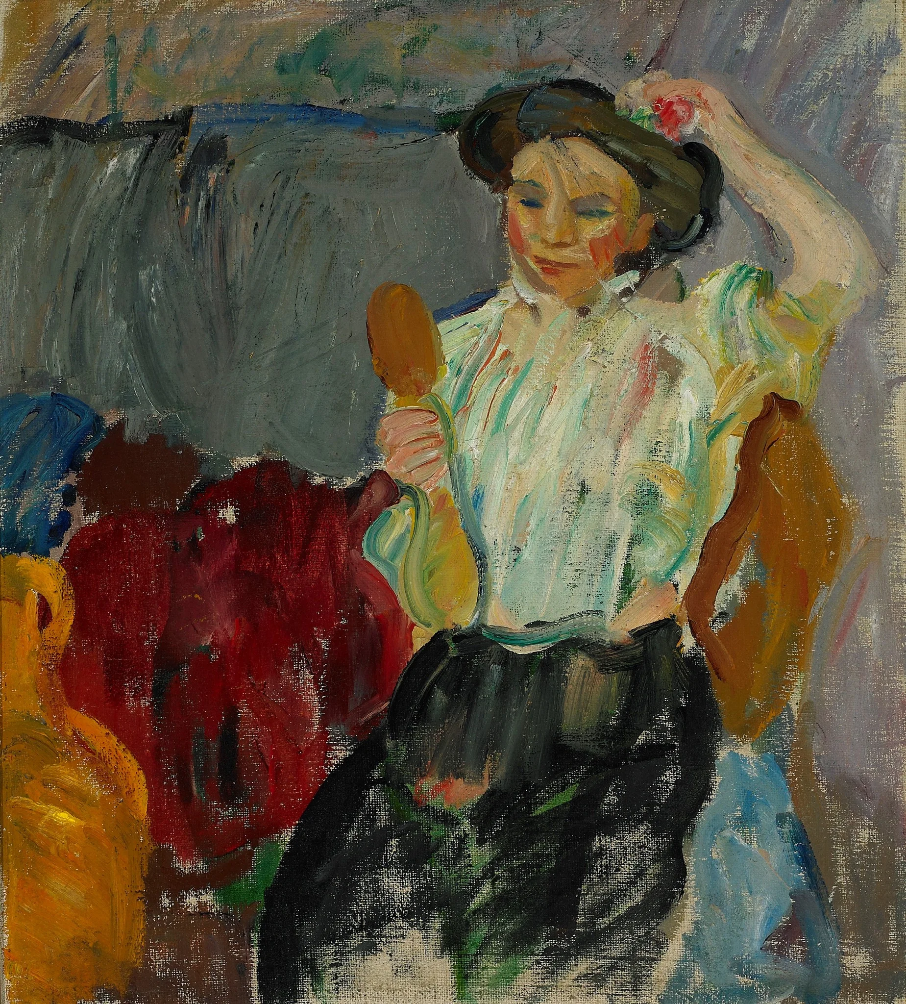 Lady with Hand Mirror, detail