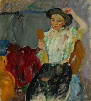 Lady with Hand Mirror, by Karl Isakson, oil, 1910