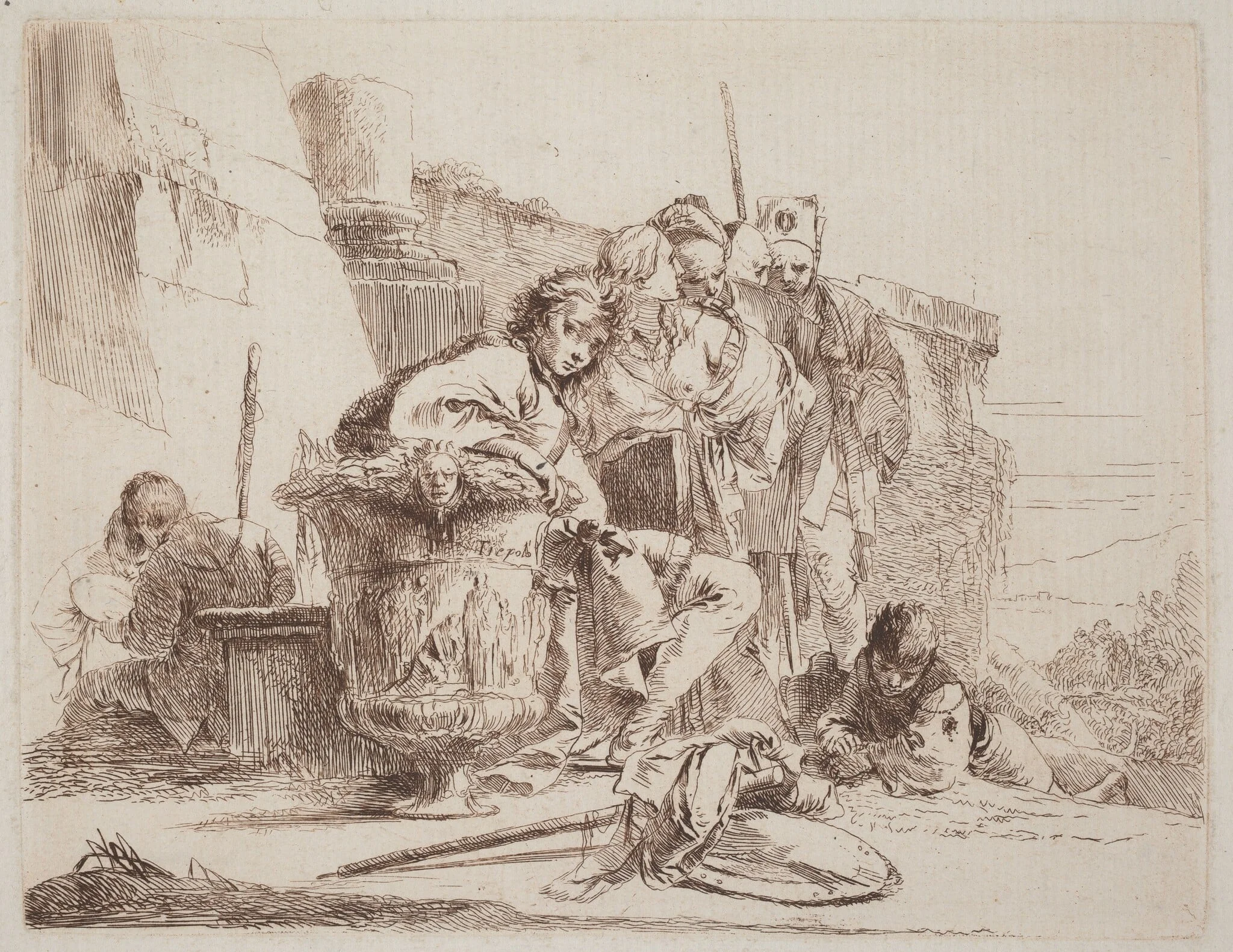 Seated Youth Leaning against an Urn, detail