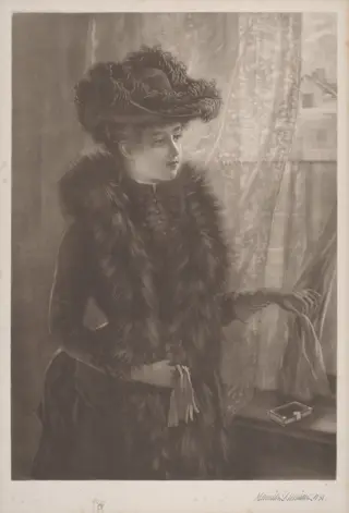 Untitled (Lady in Furs), by Hamilton Hamilton, ink, 1890