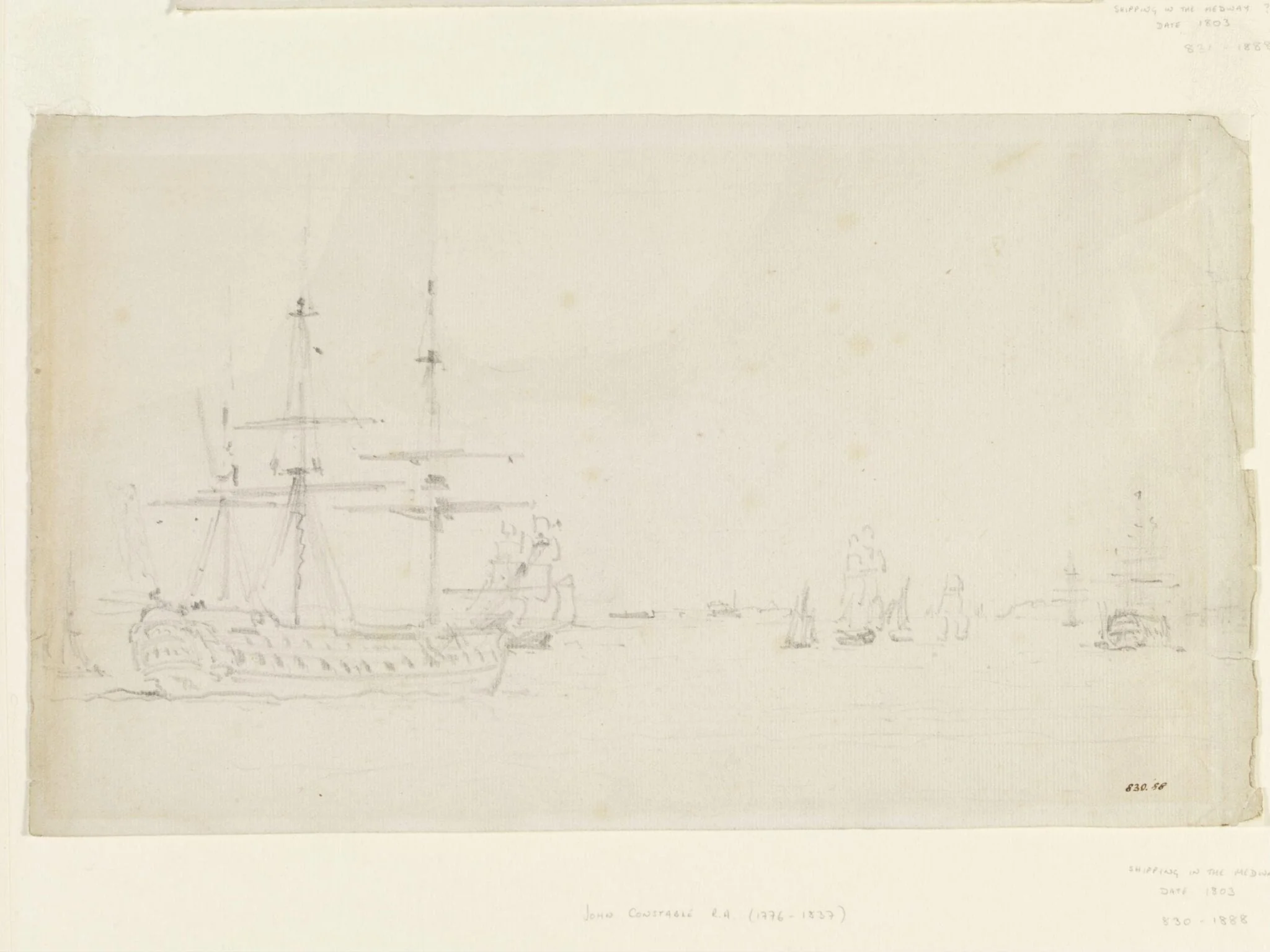 A ship at anchor and other shipping in the Thames, detail