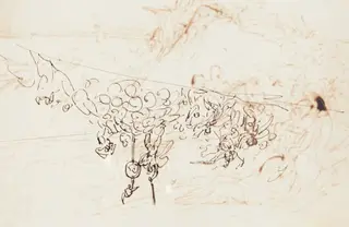 Xenophon and the Greeks Sighting the Sea [verso], by Benjamin Robert Haydon, ink, 1816