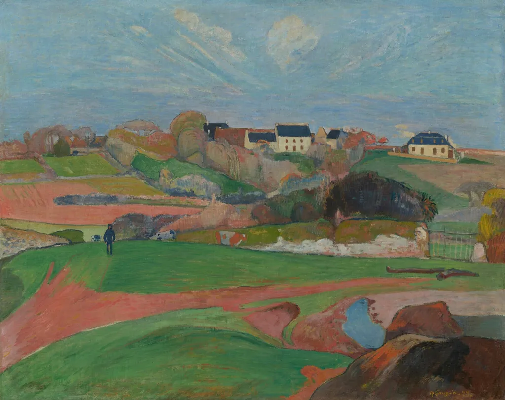 Landscape at Le Pouldu, by Paul Gauguin, oil, 1890