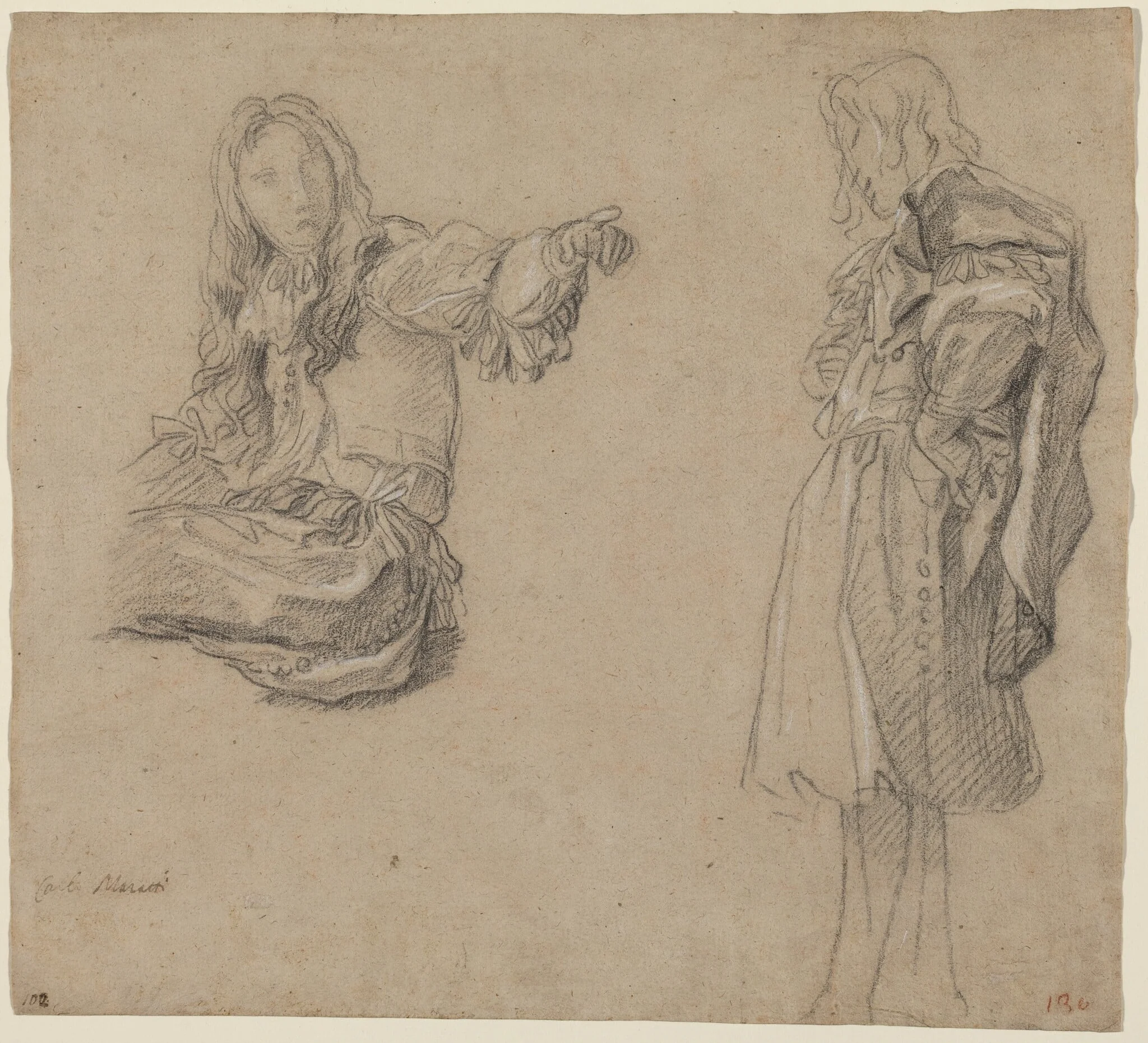 Two Men in Elaborate Costumes, detail