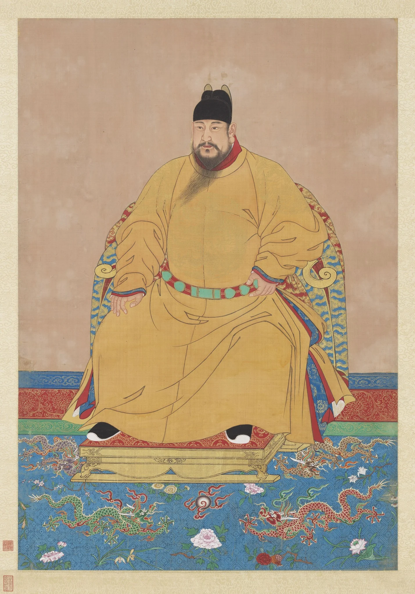 明仁宗坐像 軸, detail