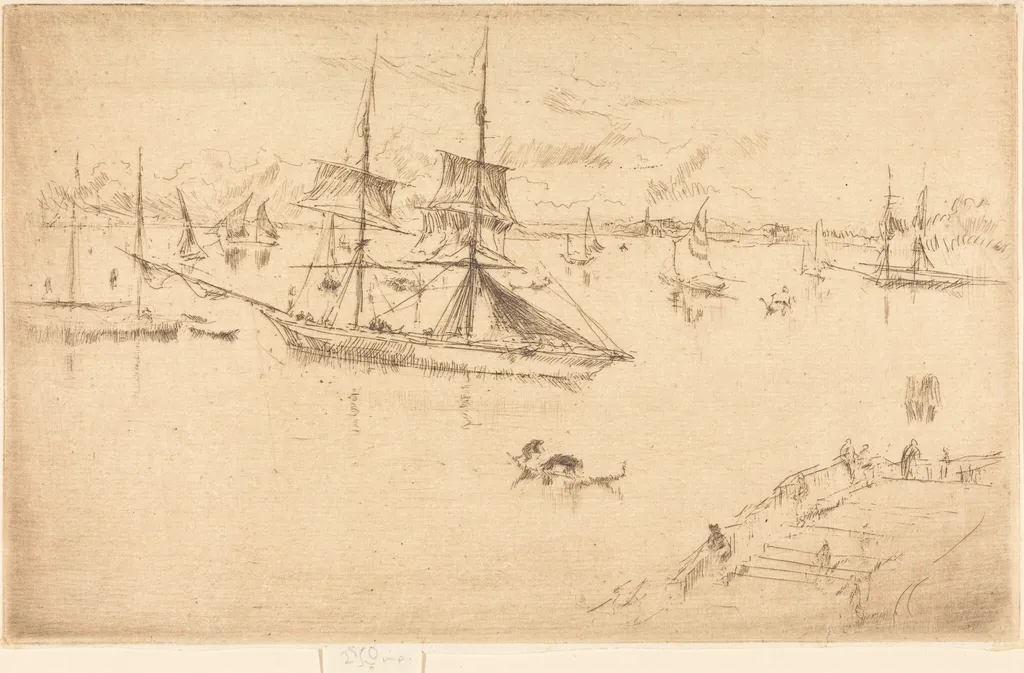 Lagoon: Noon, by James McNeill Whistler, ink, 1880