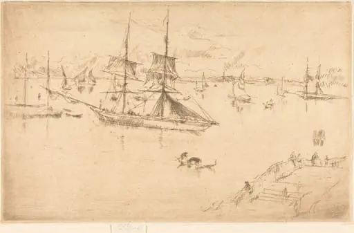 Lagoon: Noon, by James McNeill Whistler, ink, 1880