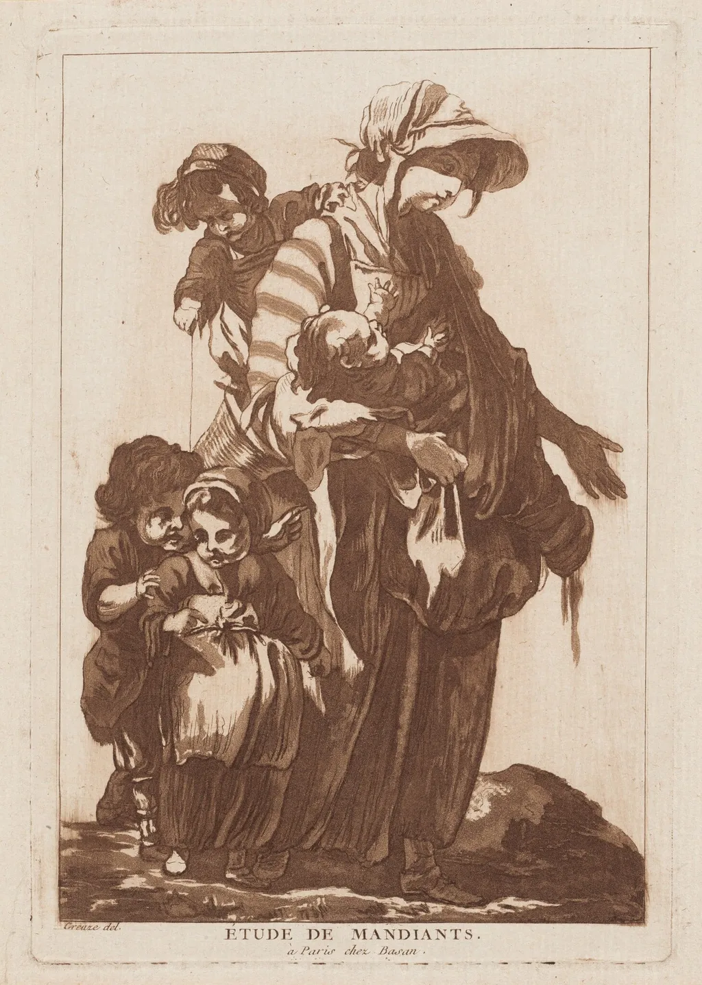 Étude de Mandiants (Study of Beggars), by François-Philippe Charpentier, ink, 1764