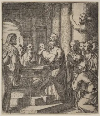 The Baptism of Christ, by Giovanni Battista Fontana, ink, 1556