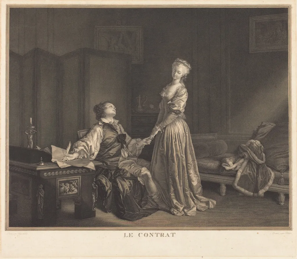 Le Contrat, by Maurice Blot, ink, 1786