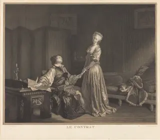 Le Contrat, by Maurice Blot, ink, 1786