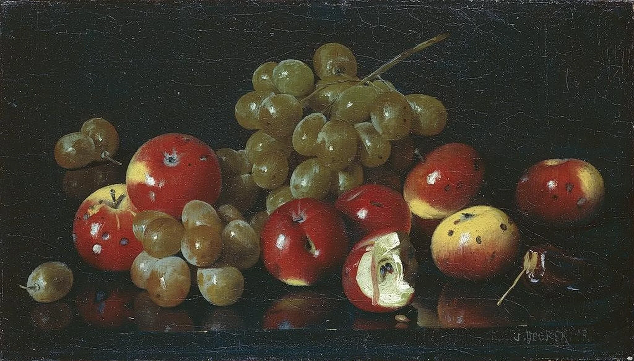Still Life with Crab Apples and Grapes, detail