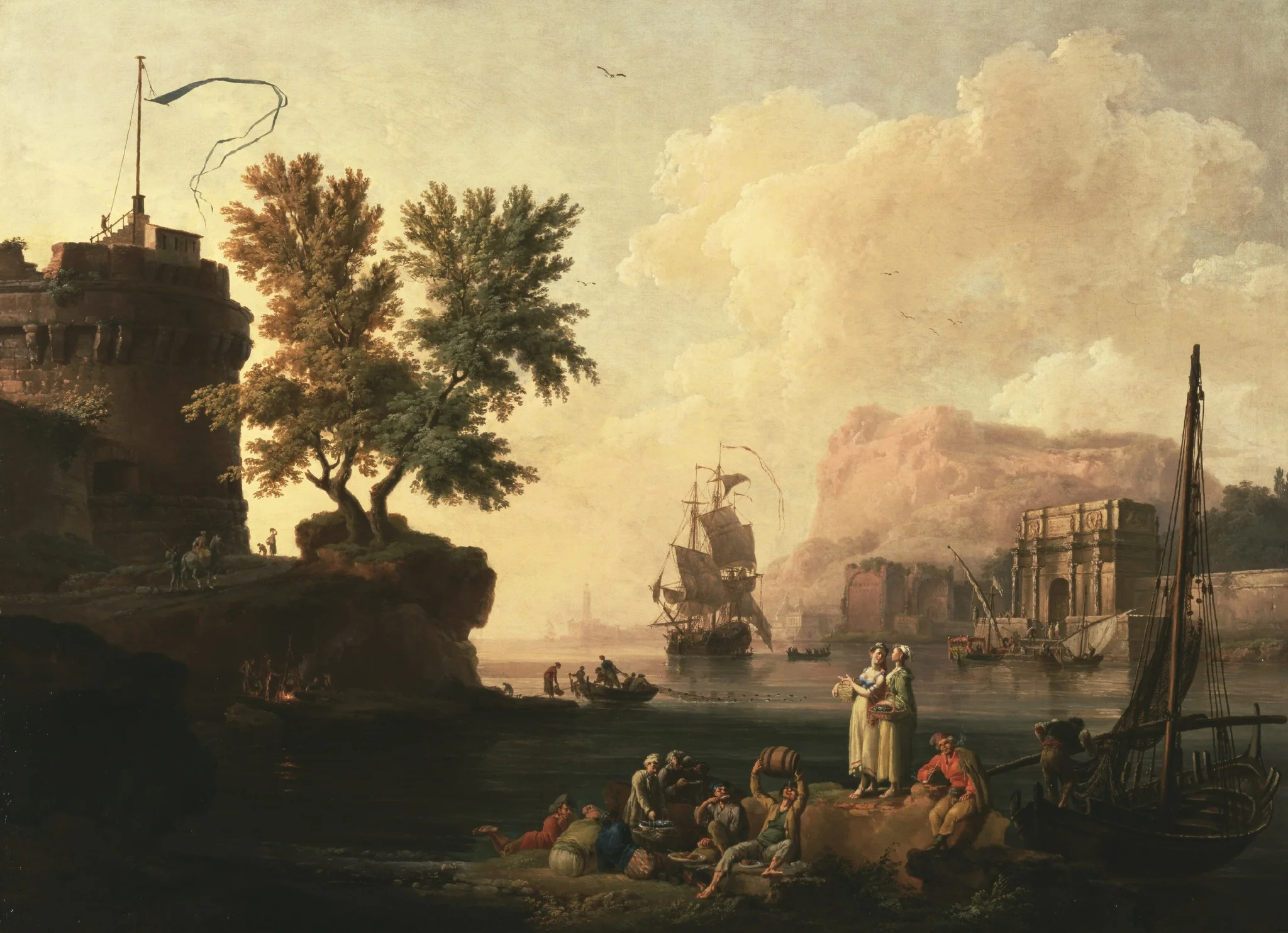 Mediterranean Harbor Scene, detail
