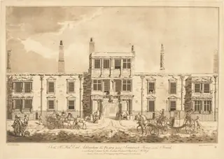 The North Front of Old Somerset House in the Strand, by William Moss, ink, 1777