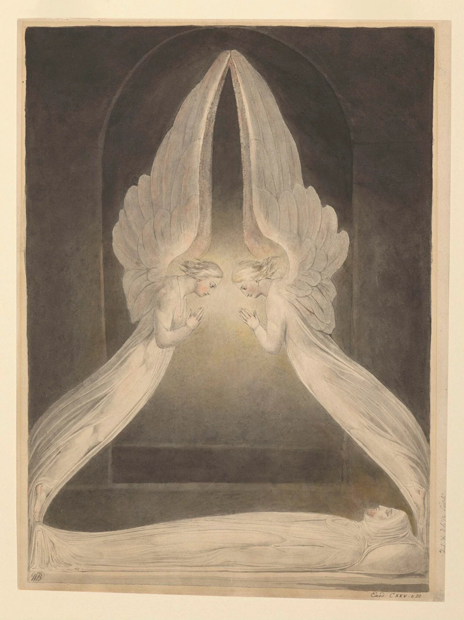 The Angels hovering over the body of Christ in the Sepulchre, detail