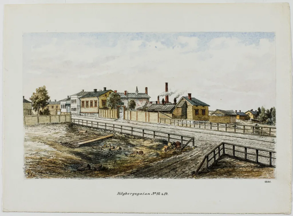 Korkeavuorenkatu 12-14 luoteesta nähtynä, by Rudolf Åkerblom, 1897
