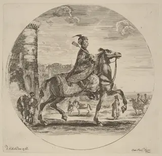 Polish Cavalier, by Stefano Della Bella, ink, 1637