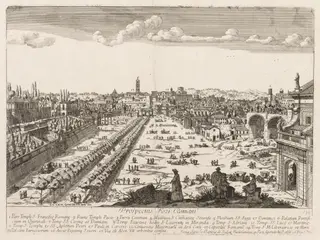 Foro Romano from "Prospectus Locurum Urbis Romae Insign[ium]", by Lievin Cruyl, 1666