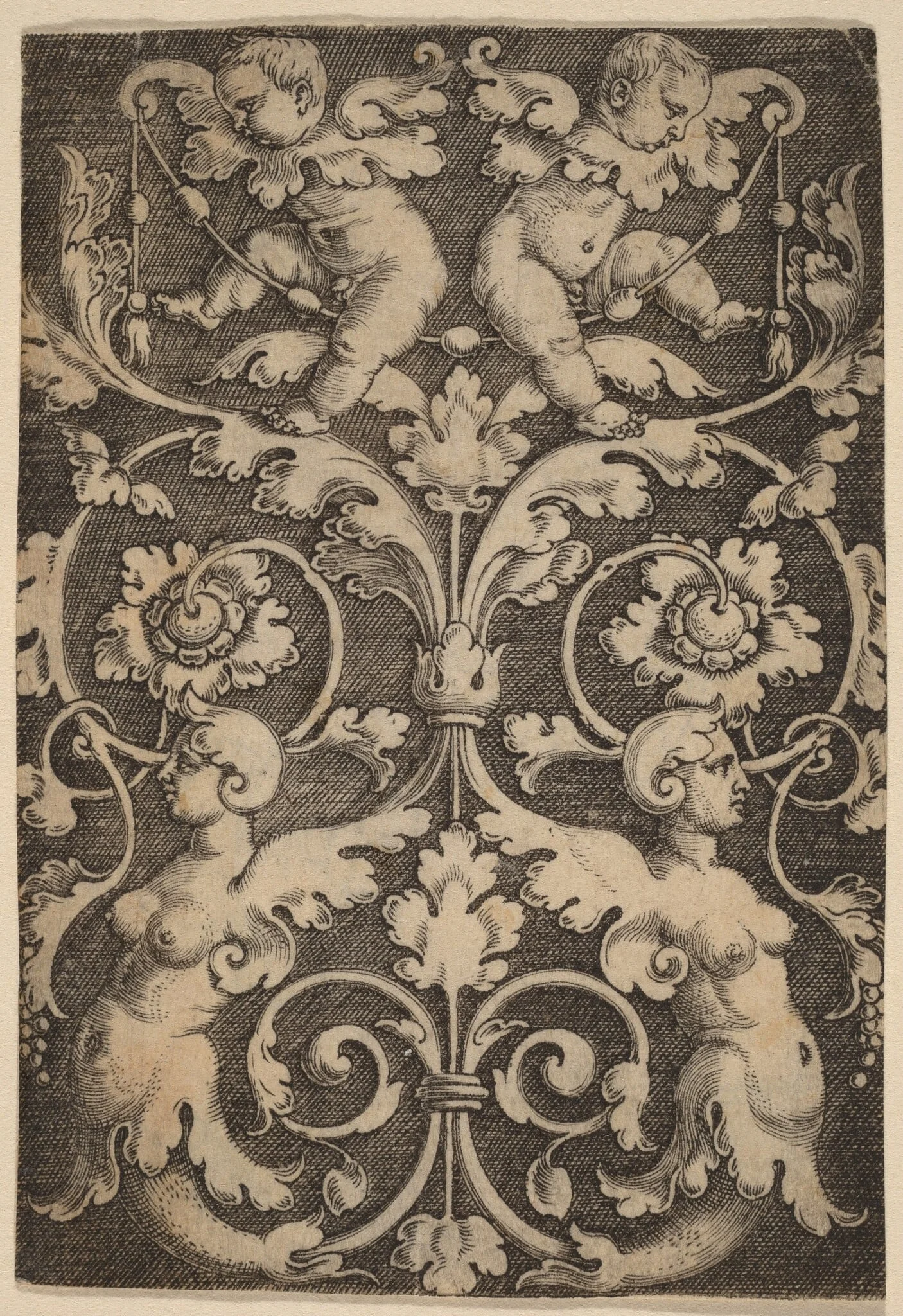 Upright Ornament with Two Sirens, detail