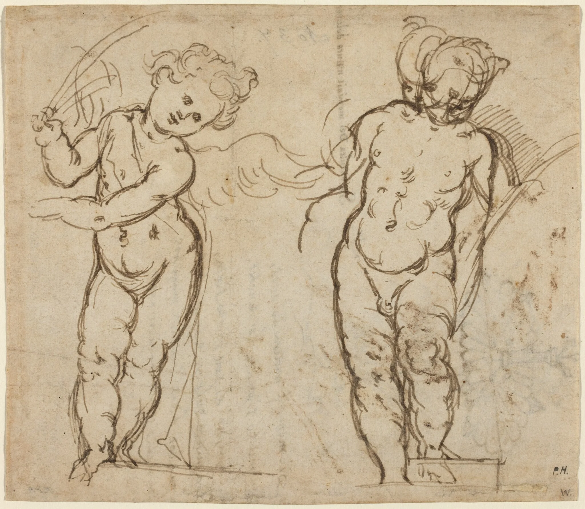Two Standing Putti [recto], detail