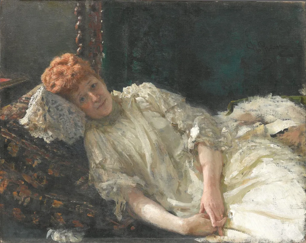Portrait of pianist and comtesse Louise de Mercy-Argenteau, by Ilya Repin, unspecified, 1896