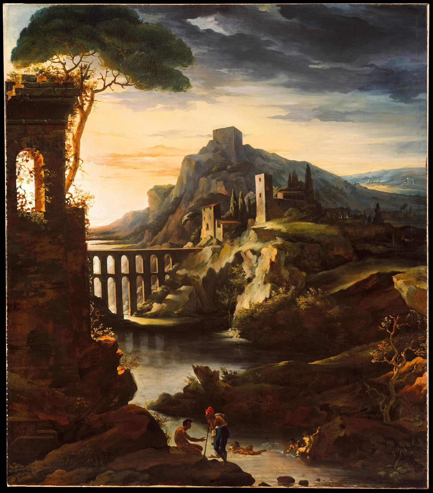 Evening: Landscape with an Aqueduct, detail