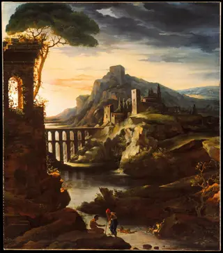Evening: Landscape with an Aqueduct, by Théodore Géricault, oil, 1818