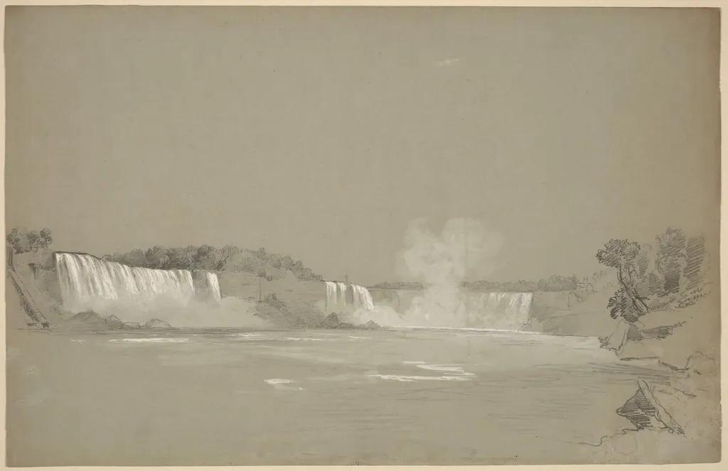 Niagara Falls, by Régis François Gignoux, graphite, 1851