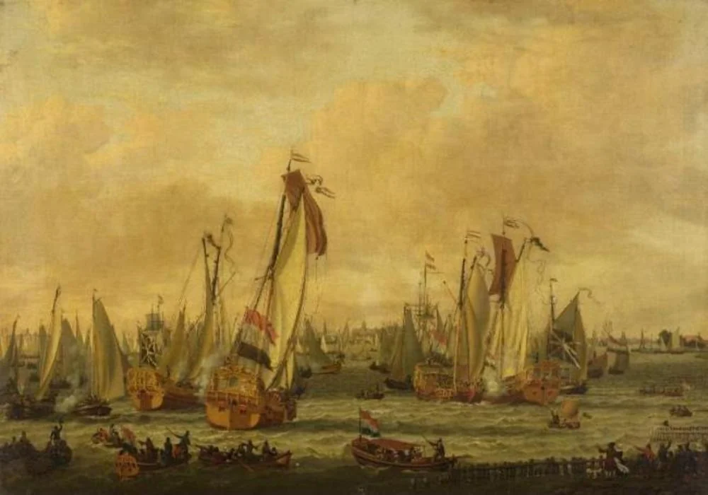 A marine sham-fight on the Y before Amsterdam, detail