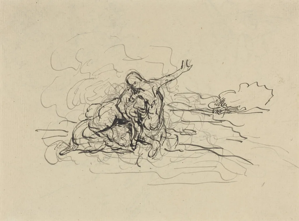 Centaur Carrying Off a Woman, by Honoré Daumier, ink, 1844