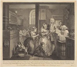 A Rake's Progress: pl.5, by William Hogarth, ink, 1735