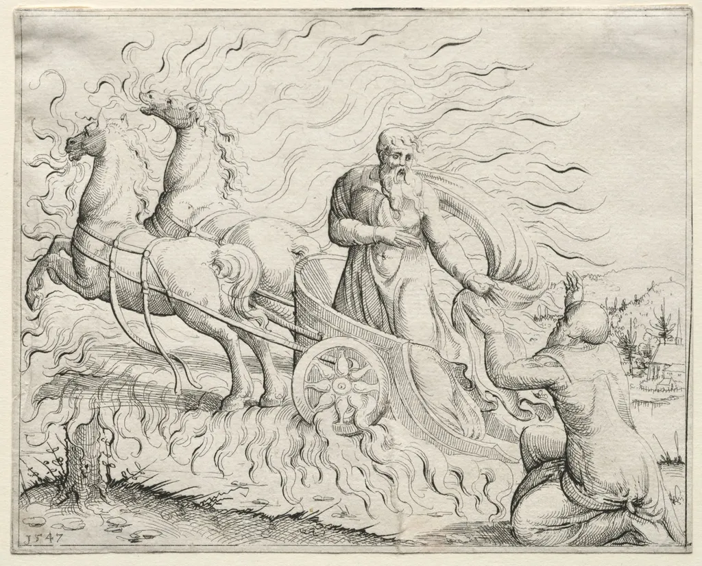 Elijah Ascends to Heaven, by Augustin Hirschvogel, 1547