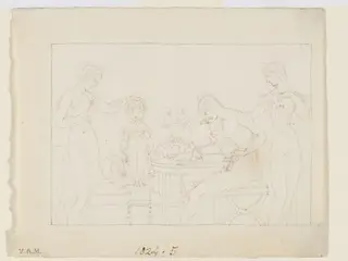 A woman sketching a child with the aid of a camera lucida, by Henry Moses, 1827