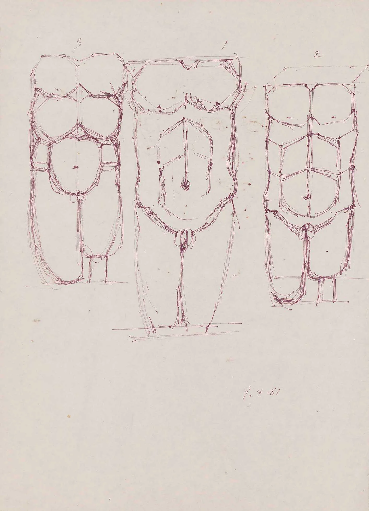 Torso-Τρεις μελέτες για γλυπτό || Πορτραίτο, detail