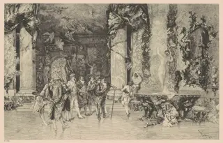The Choice of a Model, by Eugene Andre Champollion, ink, 1874