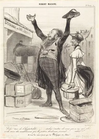 Salut! Terre de l'hospitalité..., by Honoré Daumier, ink, 1840