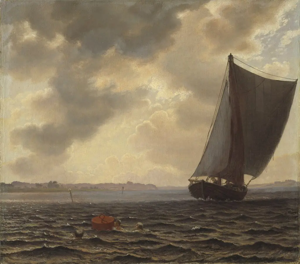 Sailing Boats in Guldborg Sound, by Vilhelm Kyhn, oil, 1861