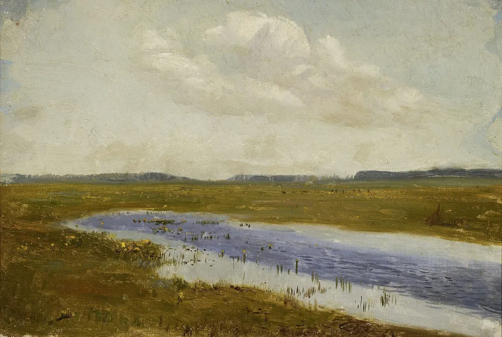 Meadow with cowslips, sketch, by Józef Chełmoński, unspecified, 1890