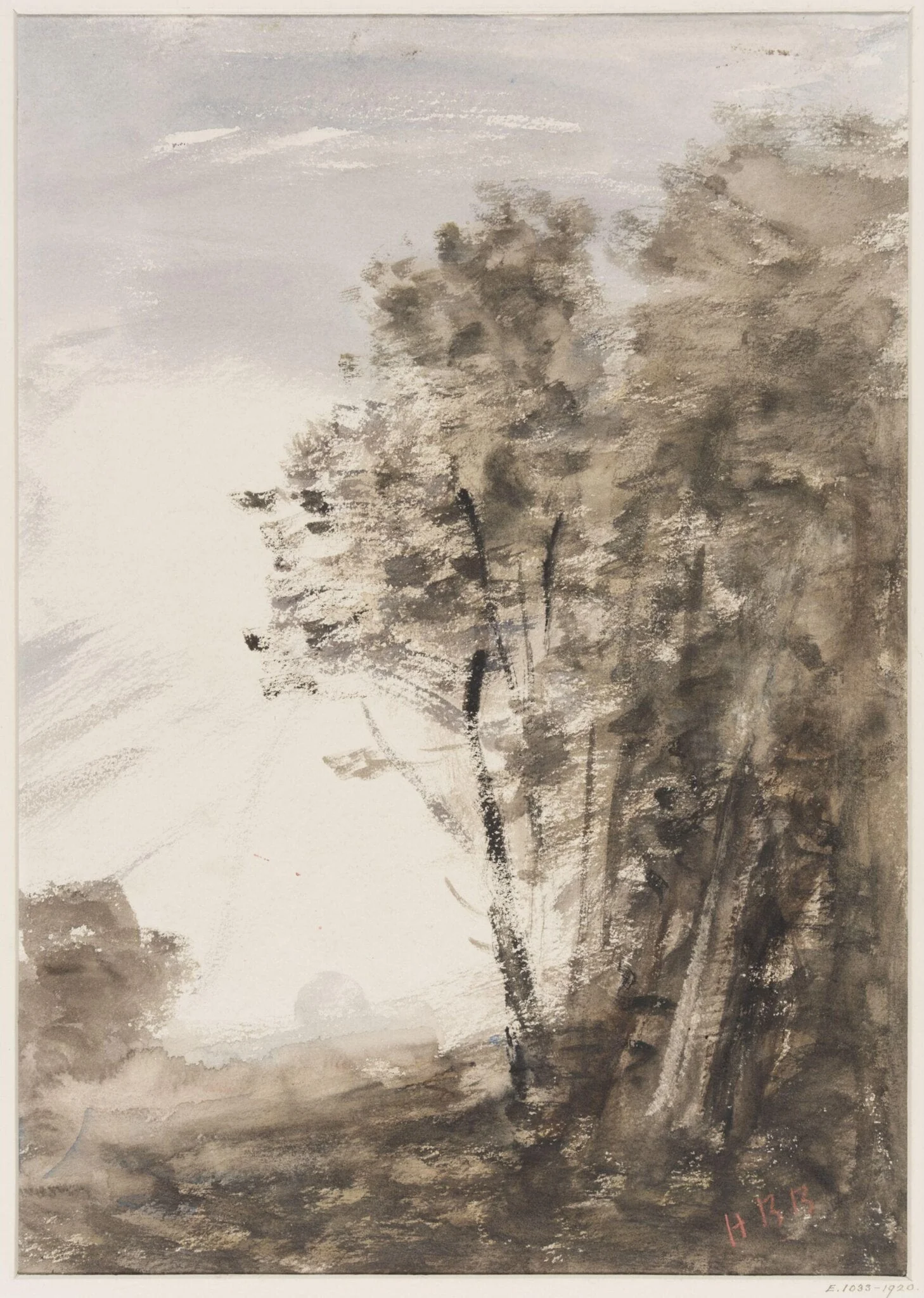 Landscape with trees, detail