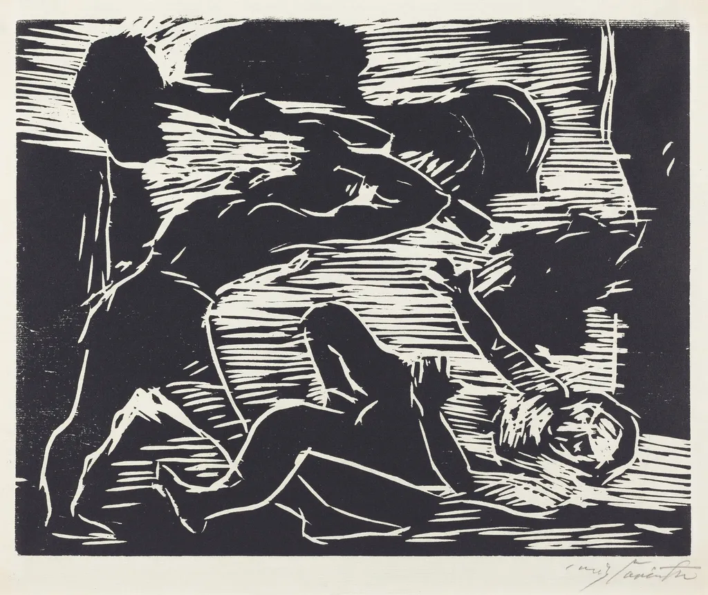 Brudermord (Cain and Abel), by Lovis Corinth, ink, 1919