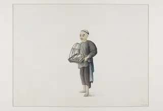 Boy Selling Sundry Goods, by Puqua, paint, 1790