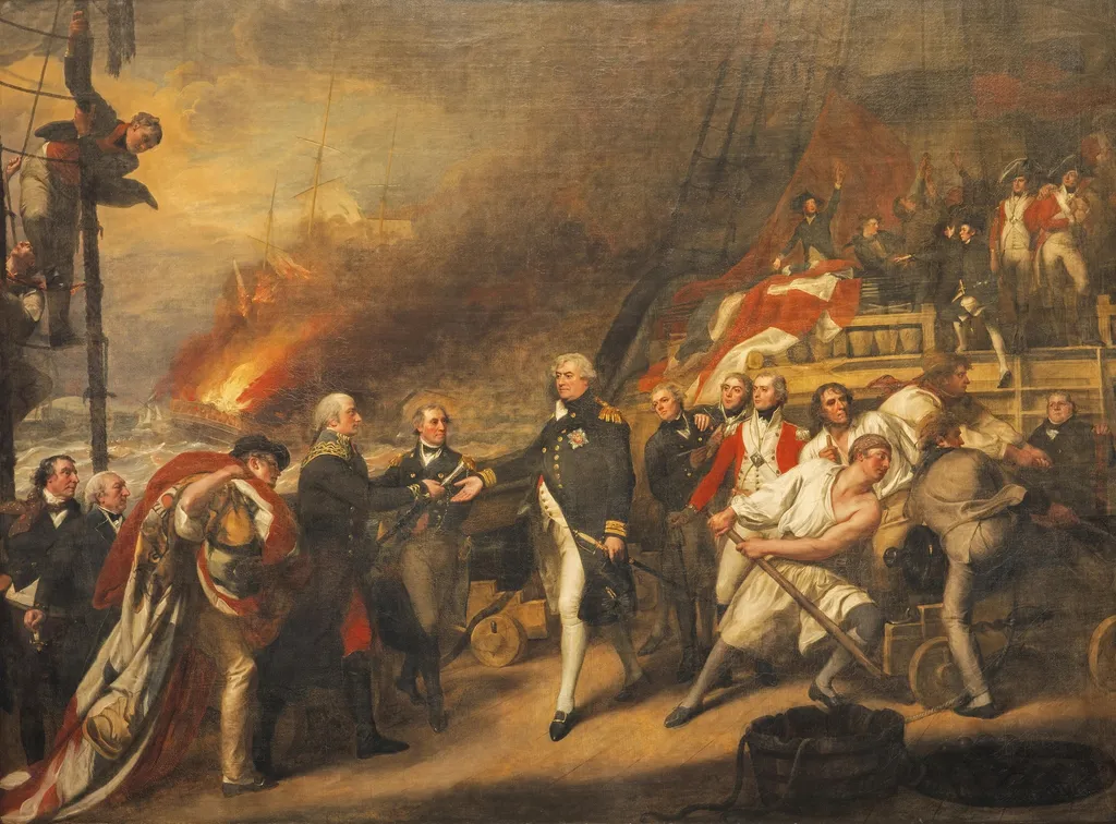 The Surrender of the Dutch Admiral de Winter to Admiral Duncan at the Battle of Camperdown (The Victory of Lord Duncan), by John Singleton Copley, oil, 1800