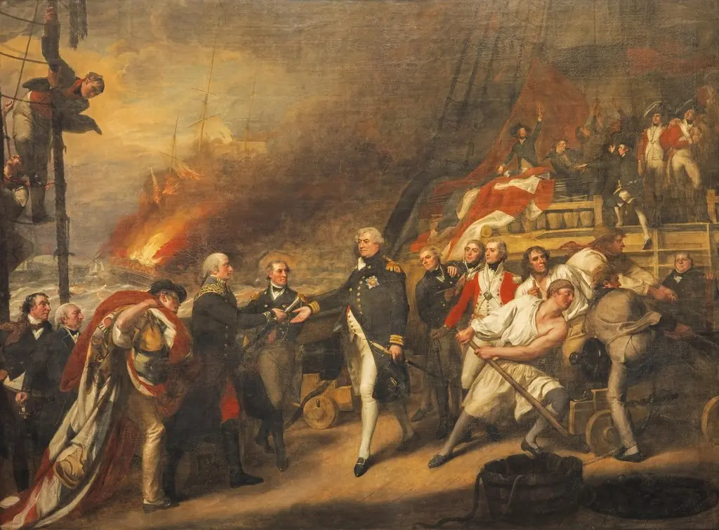 The Surrender of the Dutch Admiral de Winter to Admiral Duncan at the Battle of Camperdown (The Victory of Lord Duncan), by John Singleton Copley, oil, 1800