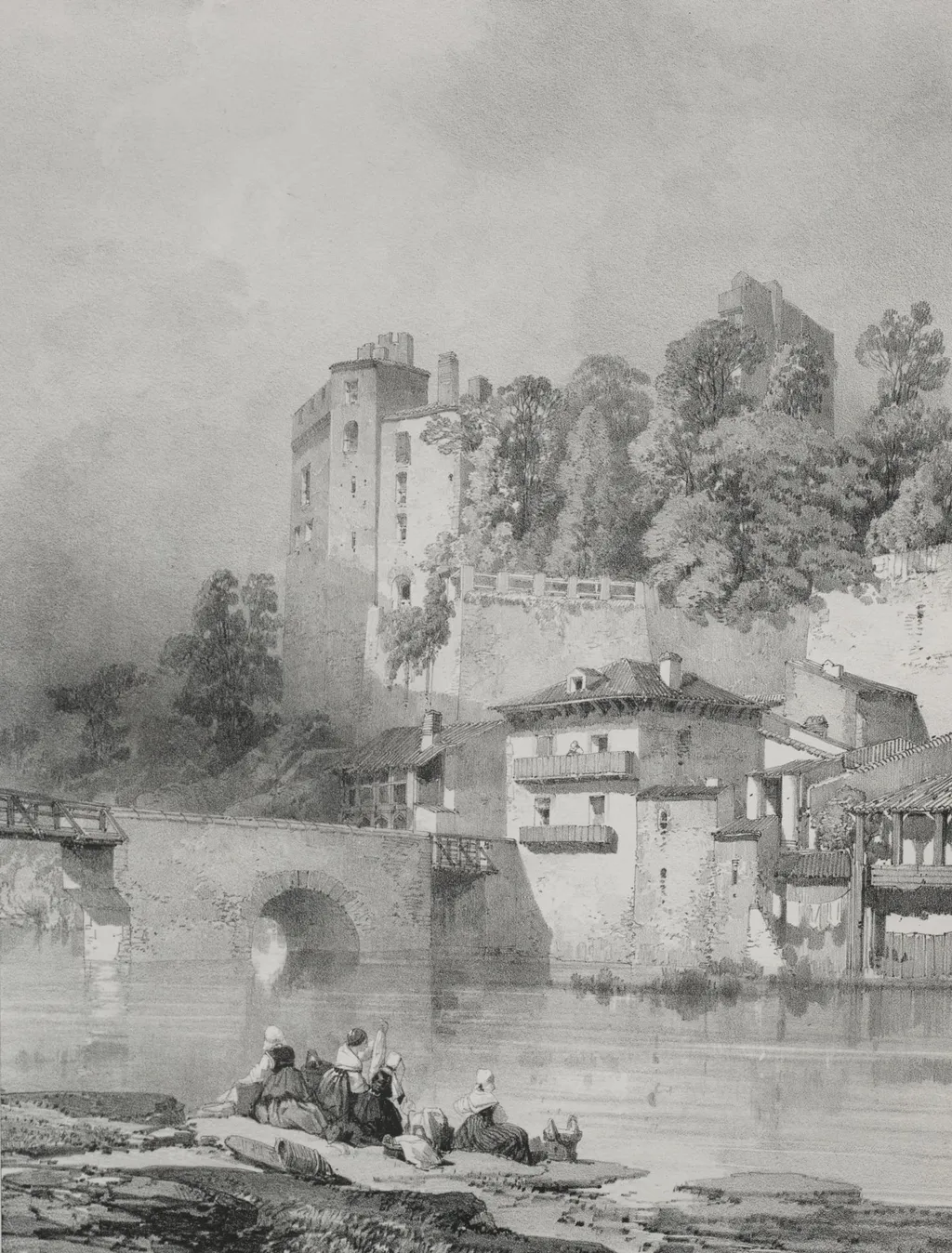 Voyages pittoresques et romantiques dans l'ancienne France.  Bretagne:  Chateau de Clisson, by Eugène Cicéri, 1845